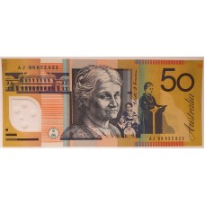 AUSTRALIA 1999 . FIFTY 50 DOLLARS BANKNOTE . ERROR . EXTRA INK TOP LEFT